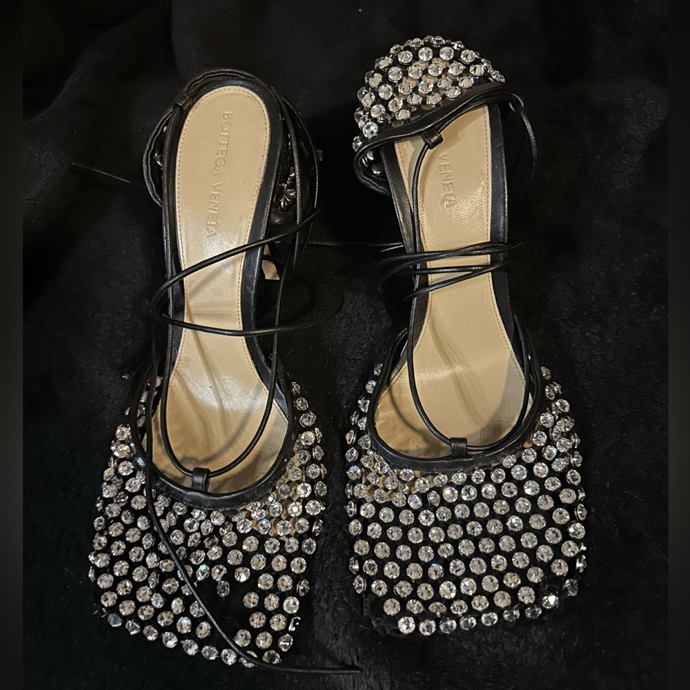 Bottega Veneta Sparkle Stretch Lace-Up Sandal